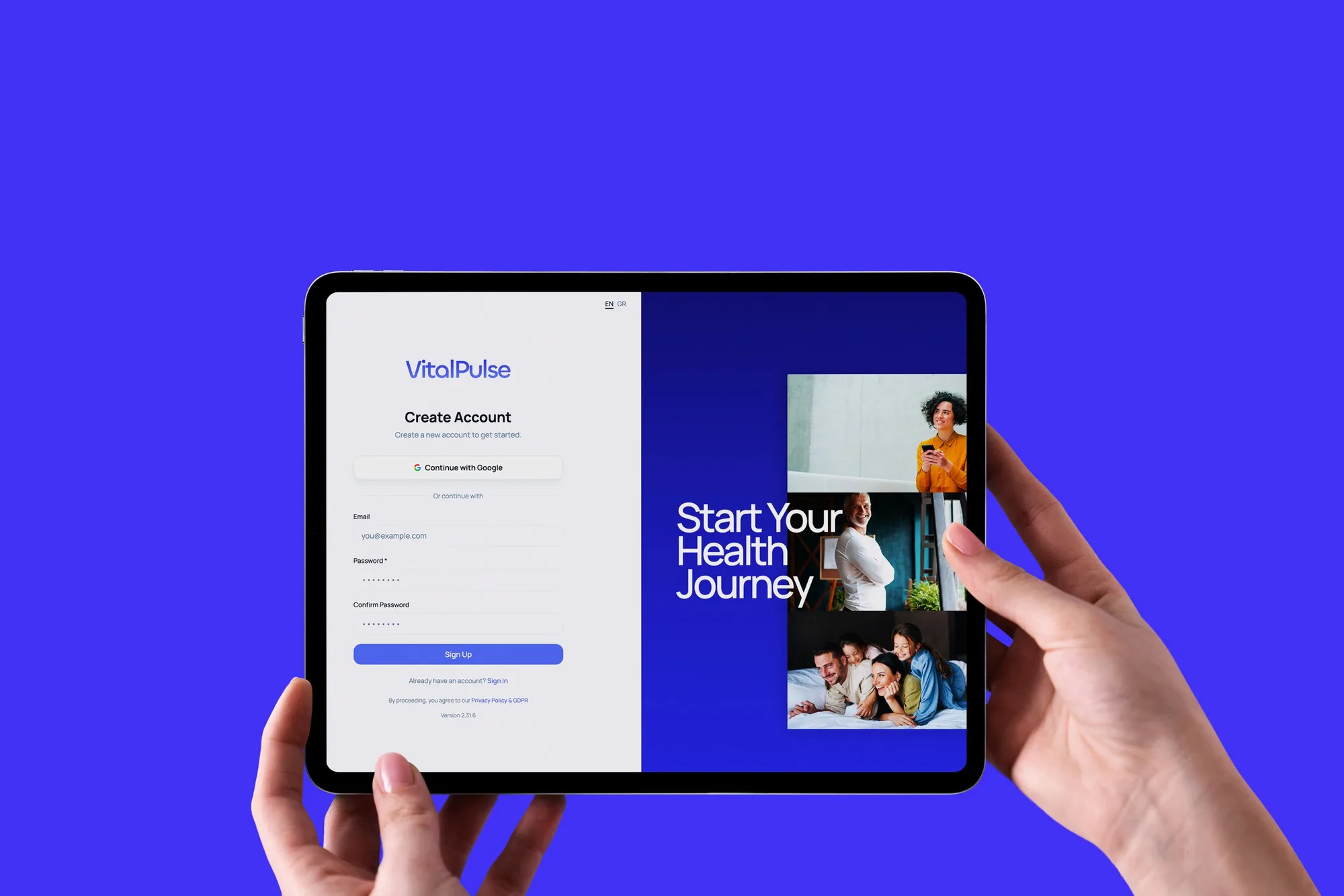 VitalPulse health management platform on desktop and mobile devices